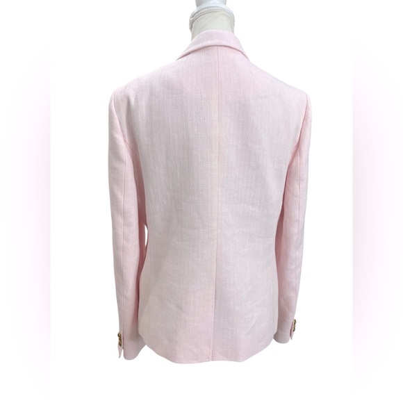 J.Crew Dalton Pink Linen Blend Blazer Gold Crest Buttons Women’s Size 8 - Picture 4 of 16